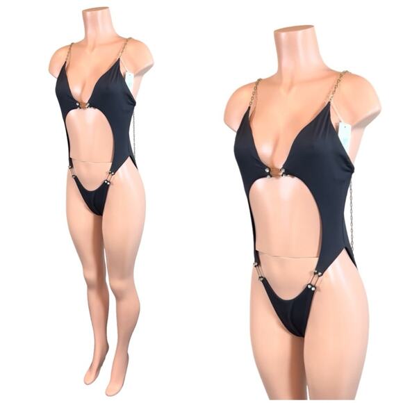 BEACH BUNNY NOELANI BLACK ONE PIECE  SZ L $225 - Picture 5 of 11